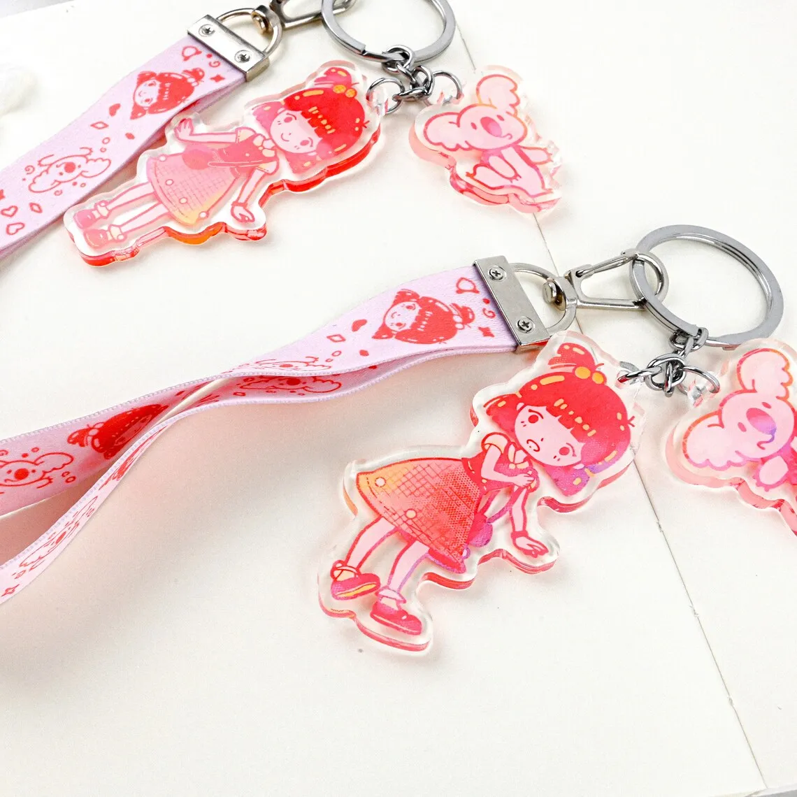 Hot Selling Custom Lanyard Keychain Cute Acrylic Charm Lanyard Keychain Acrylic Keychain with Lanyard