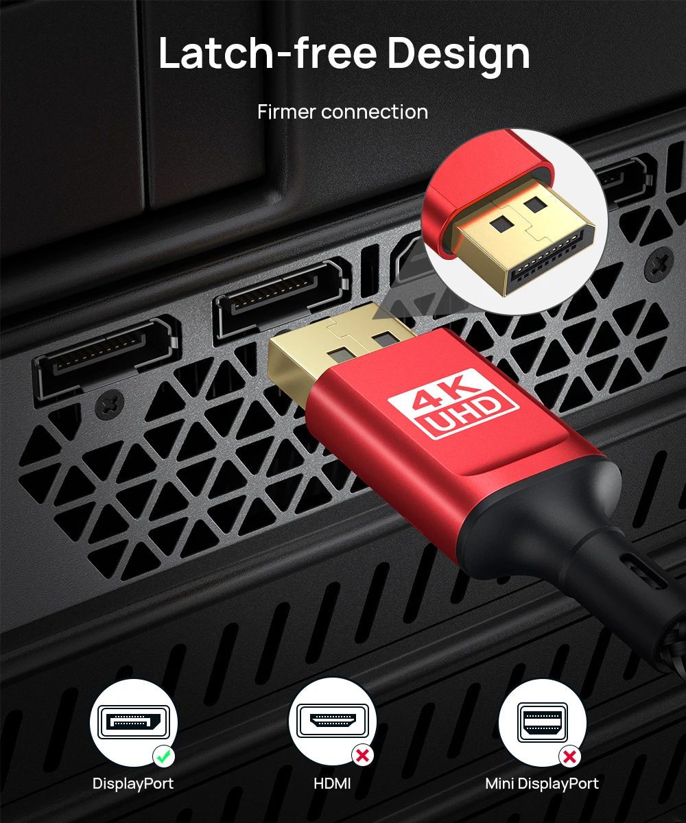 JSAUX 10FT 21.6Gbps 4K 60Hz UHD DP to DP DisplayPort Cable for Laptop