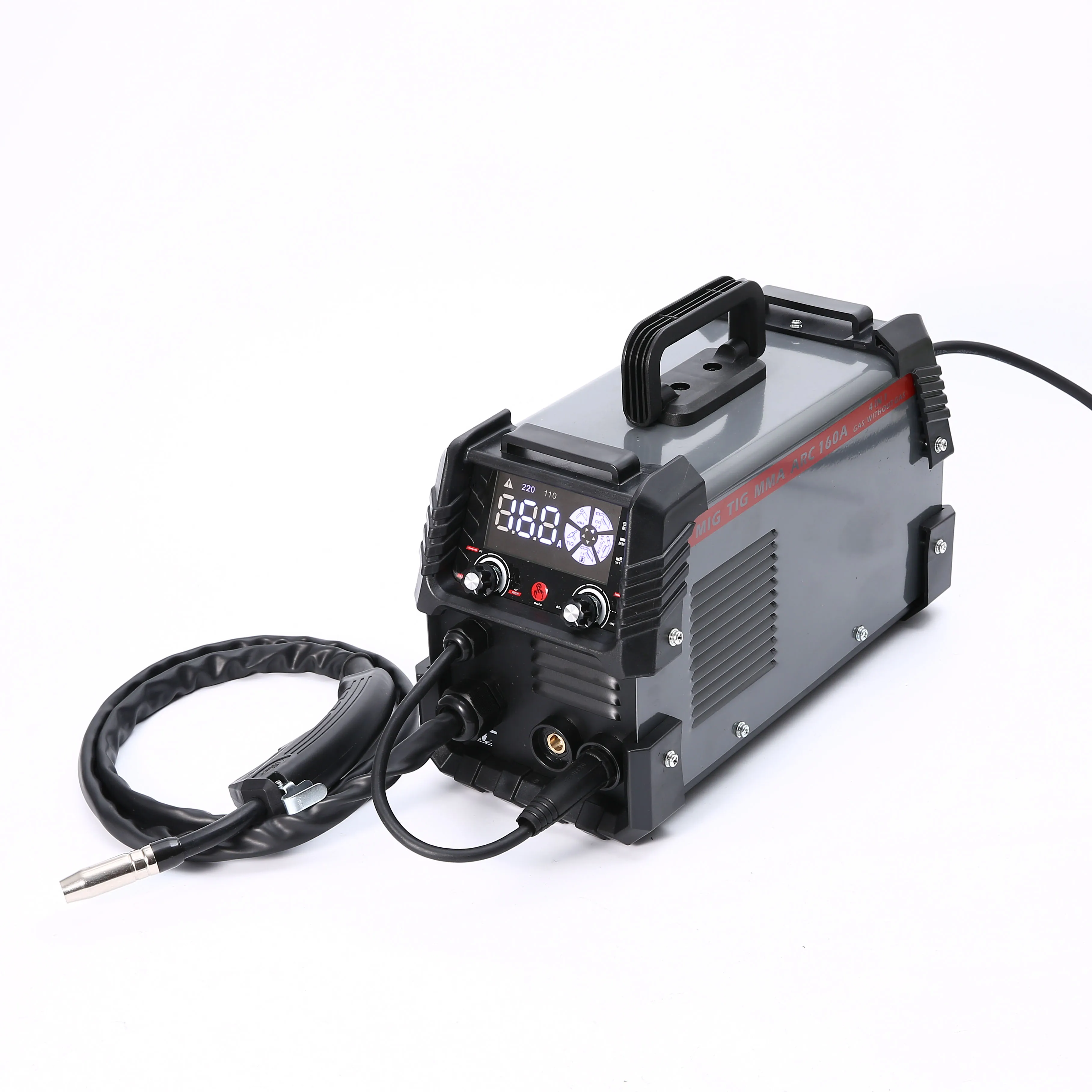 Gasless  with gas mig  mini welding machine portable mig130A mma tig 3 in 1 digital big screen  IGBT inverter welder