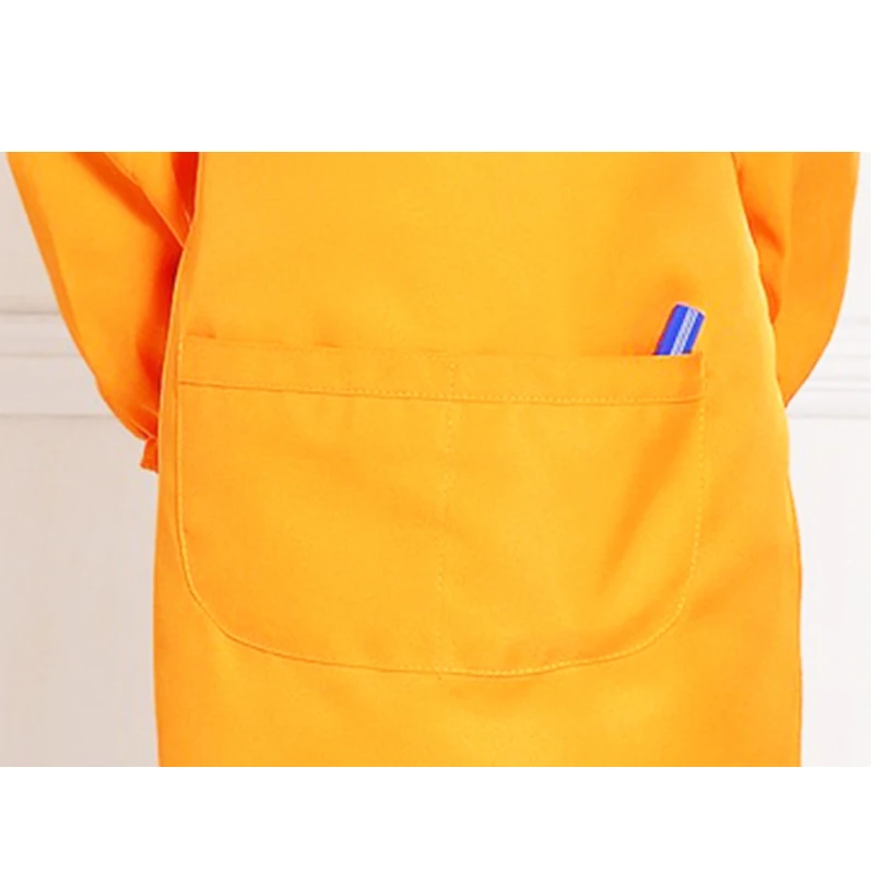 Promotional custom logo colorful cotton polyester durable pockets adjustable kids apron