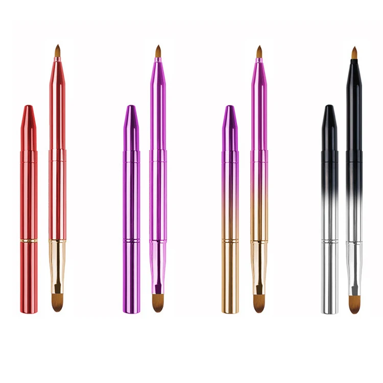 Double Side Nylon Hair Angled Eye Shadow Makeup Brush Double Ended Retractable Eyebrow Eyeshadow Concealer Lip Brush And Custom