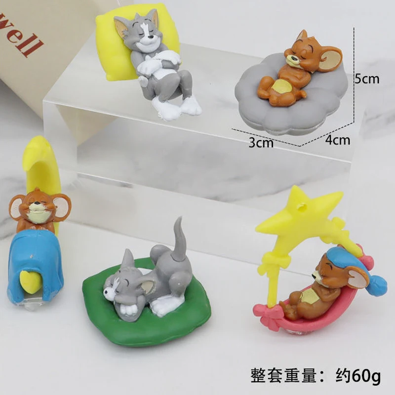 Wholesale 5pcs Per Set Mini 5cm Tom Cat Plastic Figure Animal Cats Mouse Jerry Figurine Doll Toys For Cake Topper Decoration