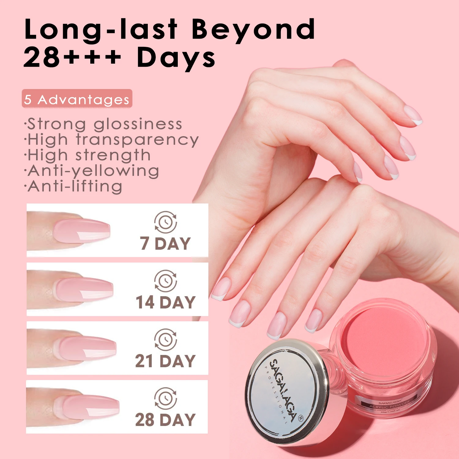 More Colors Nail Acrylic Powder wholesale Nude Pink Red Glitter Professional Polymer 3D Acrylic Art for French Extension Carving