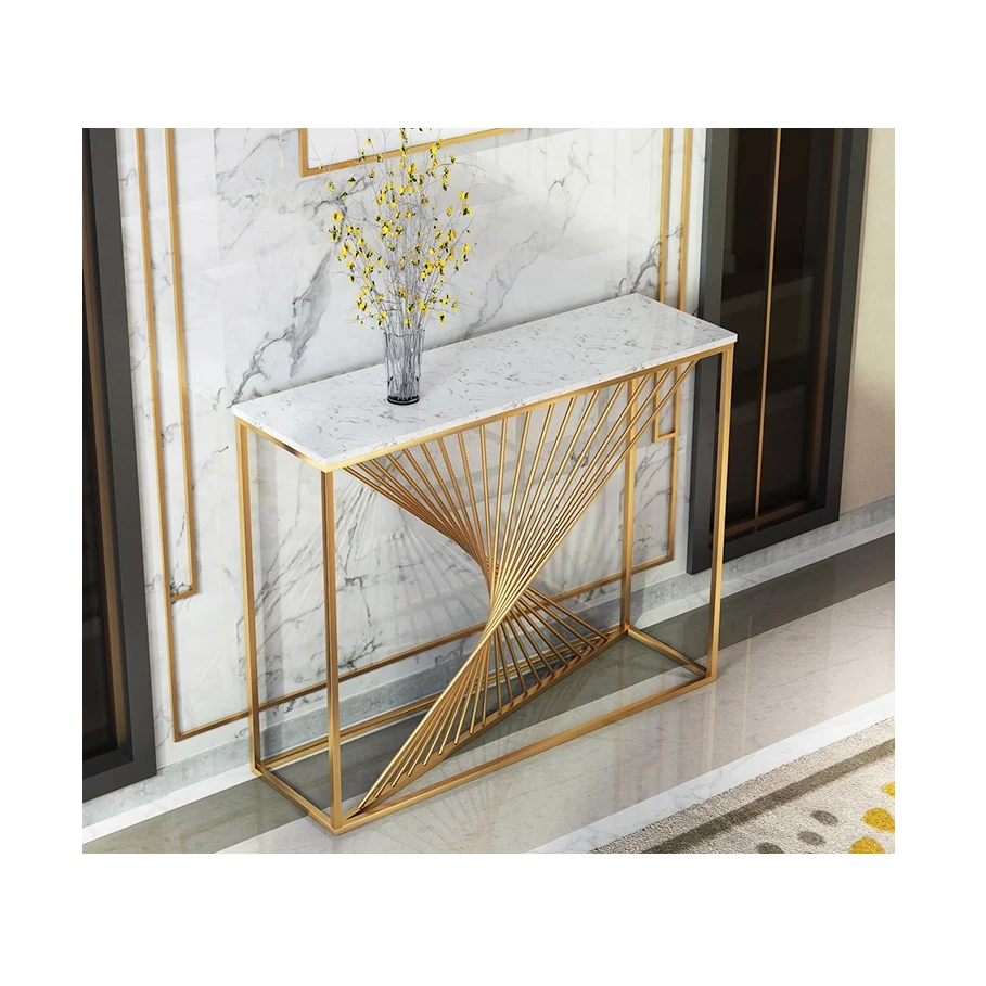 
2021china factory hot luxury marble top hallway corner console table decorative living room console table 