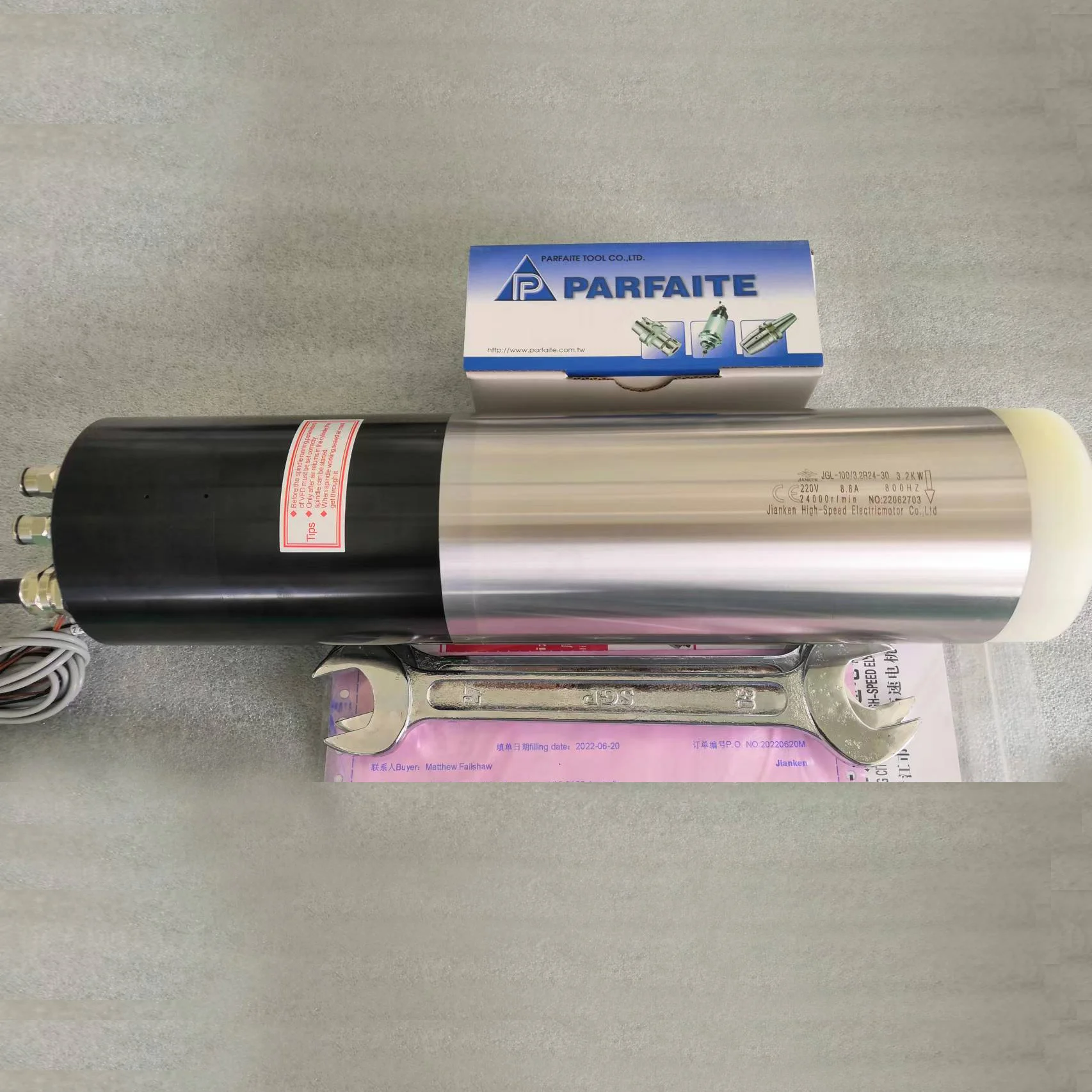 Jianken JGL-100 3.2kw 24000rpm  BT30 220V ATC Spindle motor for cnc milling steel metal