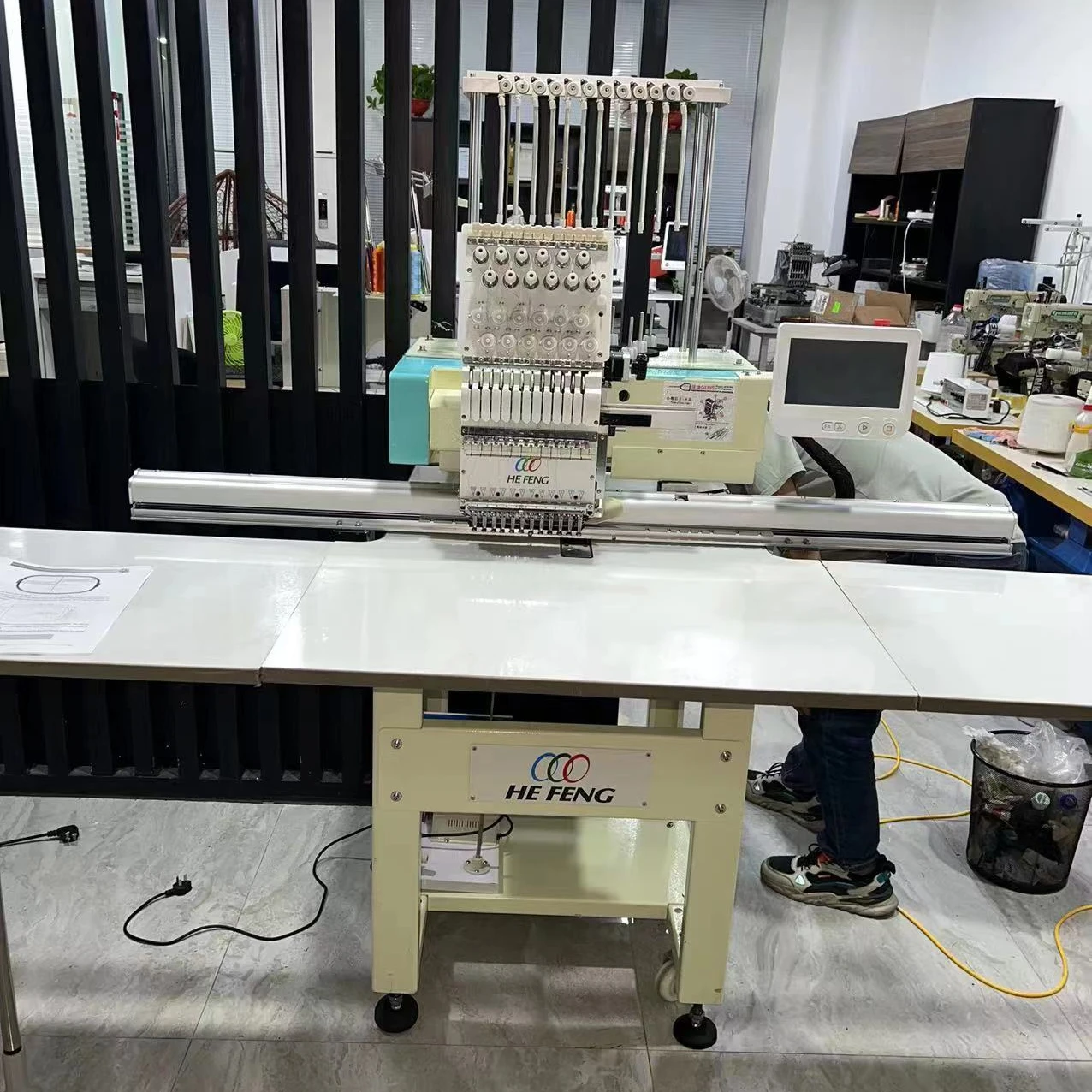 China best embroidery machine brand hefeng 1201 SINGLE head twelve needles second hand 400*1200mm
