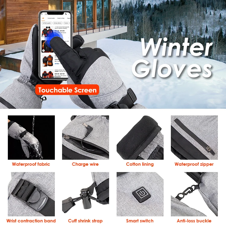 NANBIN Touch Screen Comfortable Electrical Heating Glove Winter Warming Heated Adjustable Indoor Outdoor Gloves