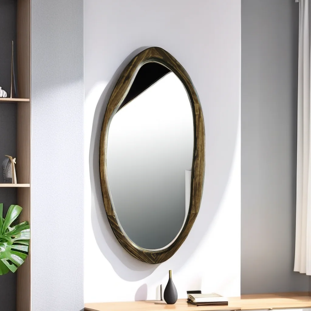 custom modern living room decor wood frame big full length long body large dressing hanging irregular wall mirror espejo