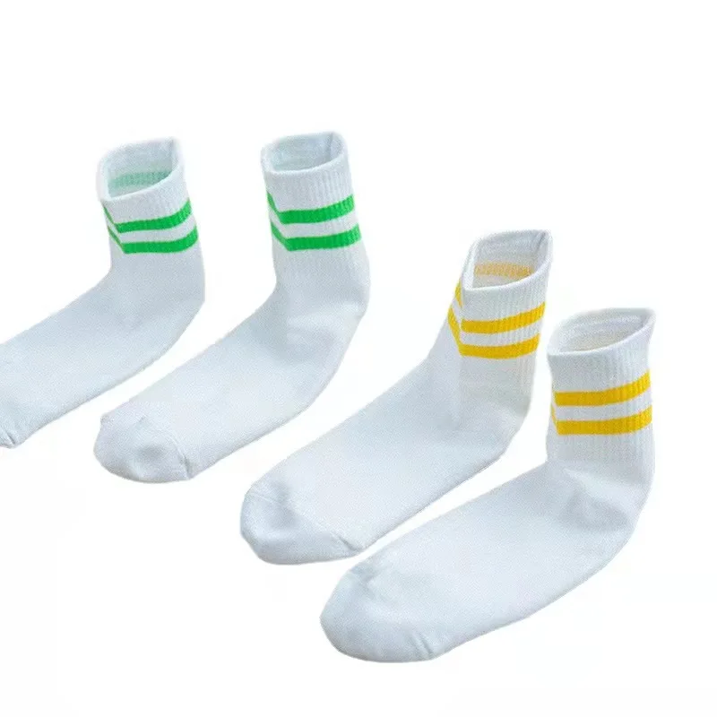 Носки от производителя, оптовая продажа, двухполосатые женские носки, спортивные хлопковые носки средней длины, бейсбольные носки