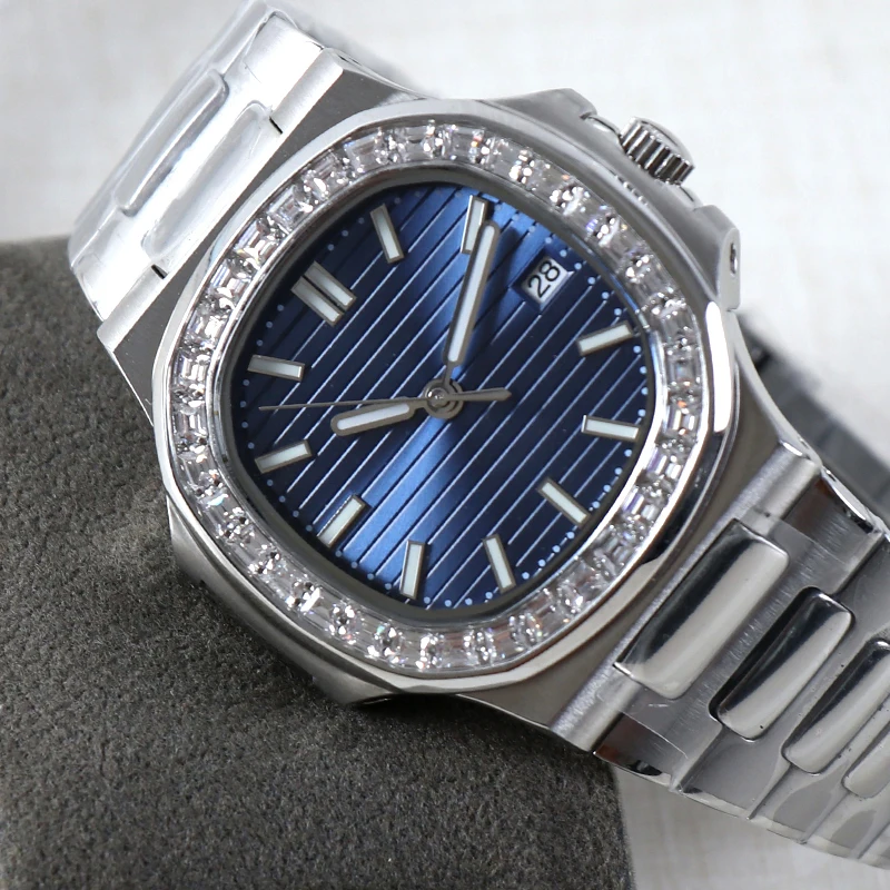 Custom Watch Automatic Movement NH35 Watch Mechanical Watches MEN Luxury Strap Nh35 Diamond Jewelry Dial Waterproof Rose Gold