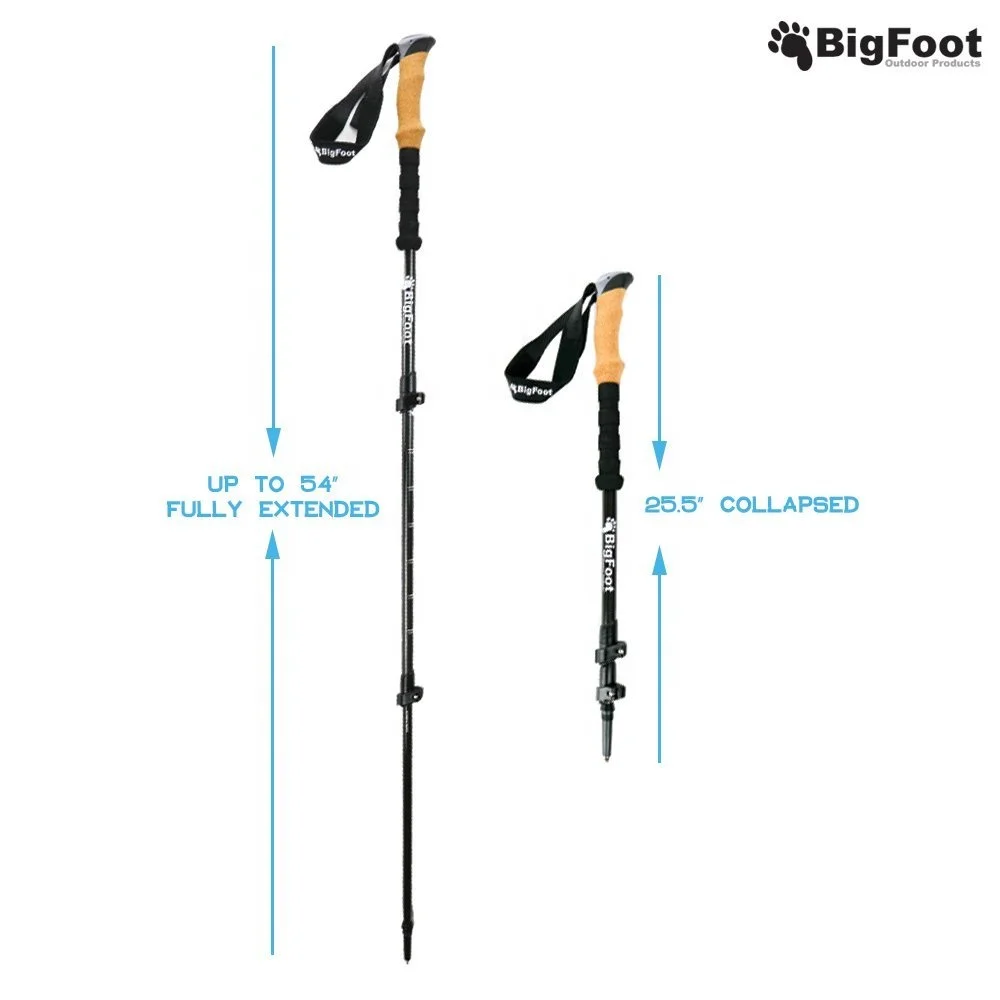 Trekking Poles, Collapsible, Shock-Absorbent, 100% Carbon Fiber Hiking Sticks with Natural Cork Grips,CZX-242 Trekking Stick