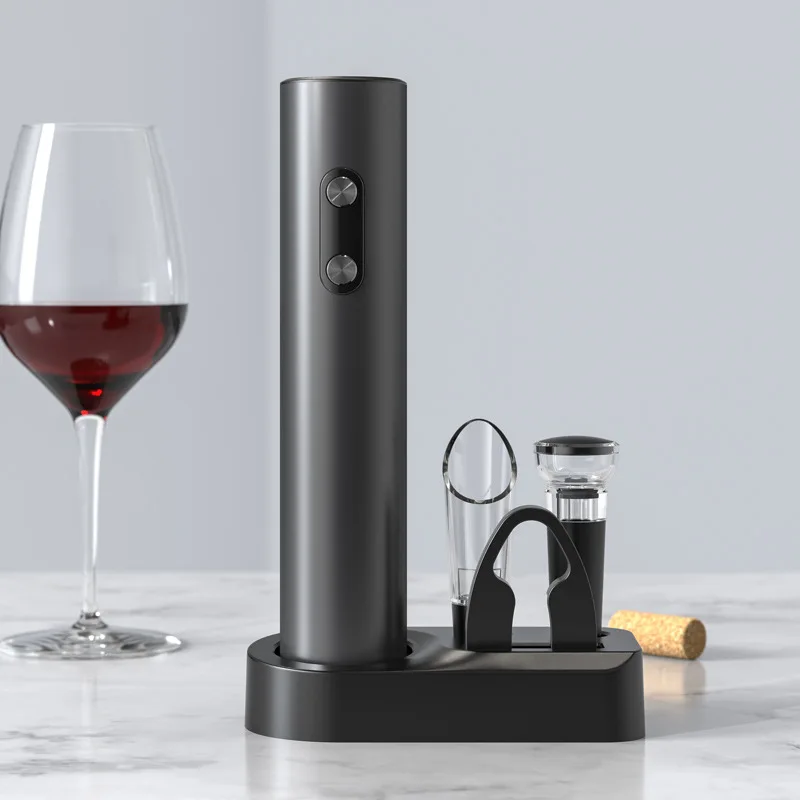 Electric Wine Gift Set Electric Bottle Opener Wine Aerator Electric Vacuum Preserver Stoppers Foil Cutter and Base
