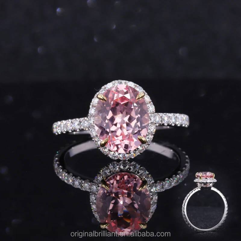 Starsgem Custom Women Wedding Jewelry 8*10mm Lab Grown Sakura Sapphire Ring 10K White Gold Engagement Rings