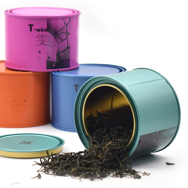 Custom empty round luxury tea tin box packaging metal box for tea storage gift packaging box