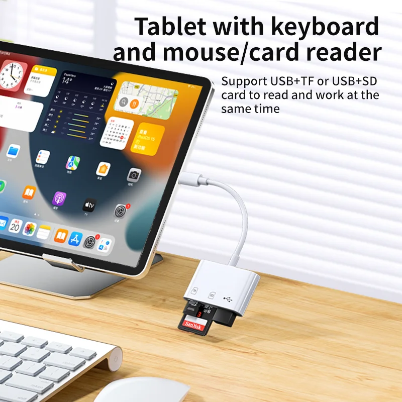 ios otg cable sd card reader,card reader for IOS,otg card reader,tf card reader,memory card reader,sd tf usb card reader