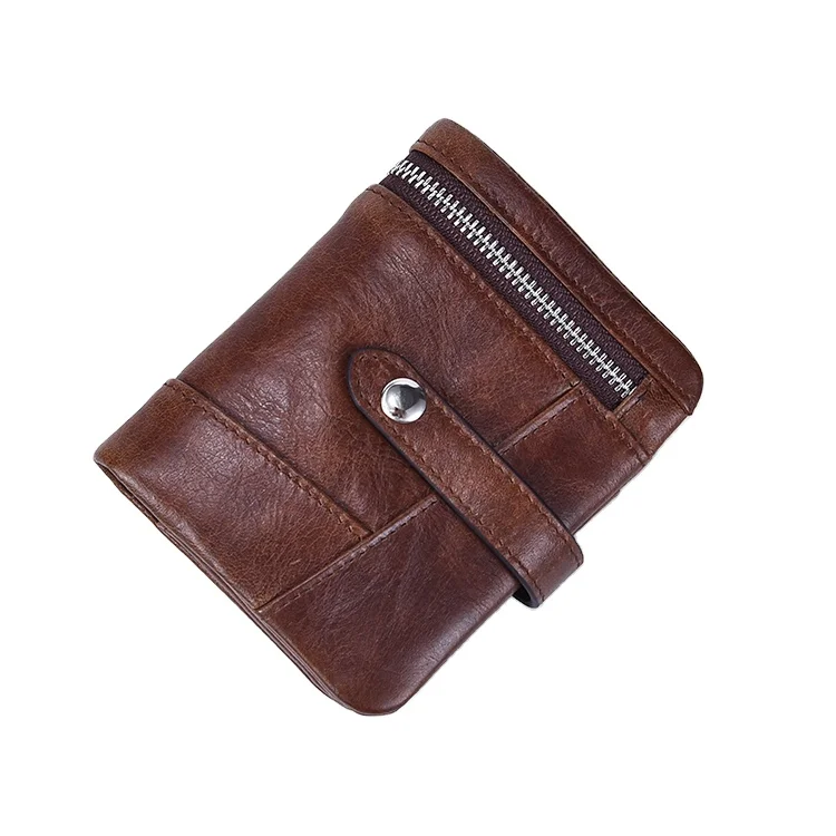 Factory Custom Designer Bifold Soft Carteras Zipper Men Wallet Card Holder Oil waxy Leather luxury wallets men leather purse