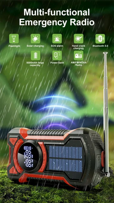 2024 Luxury 5000mah Portable Power Bank portable radio Wireless BT speaker Generic solar charger flashlight for camping