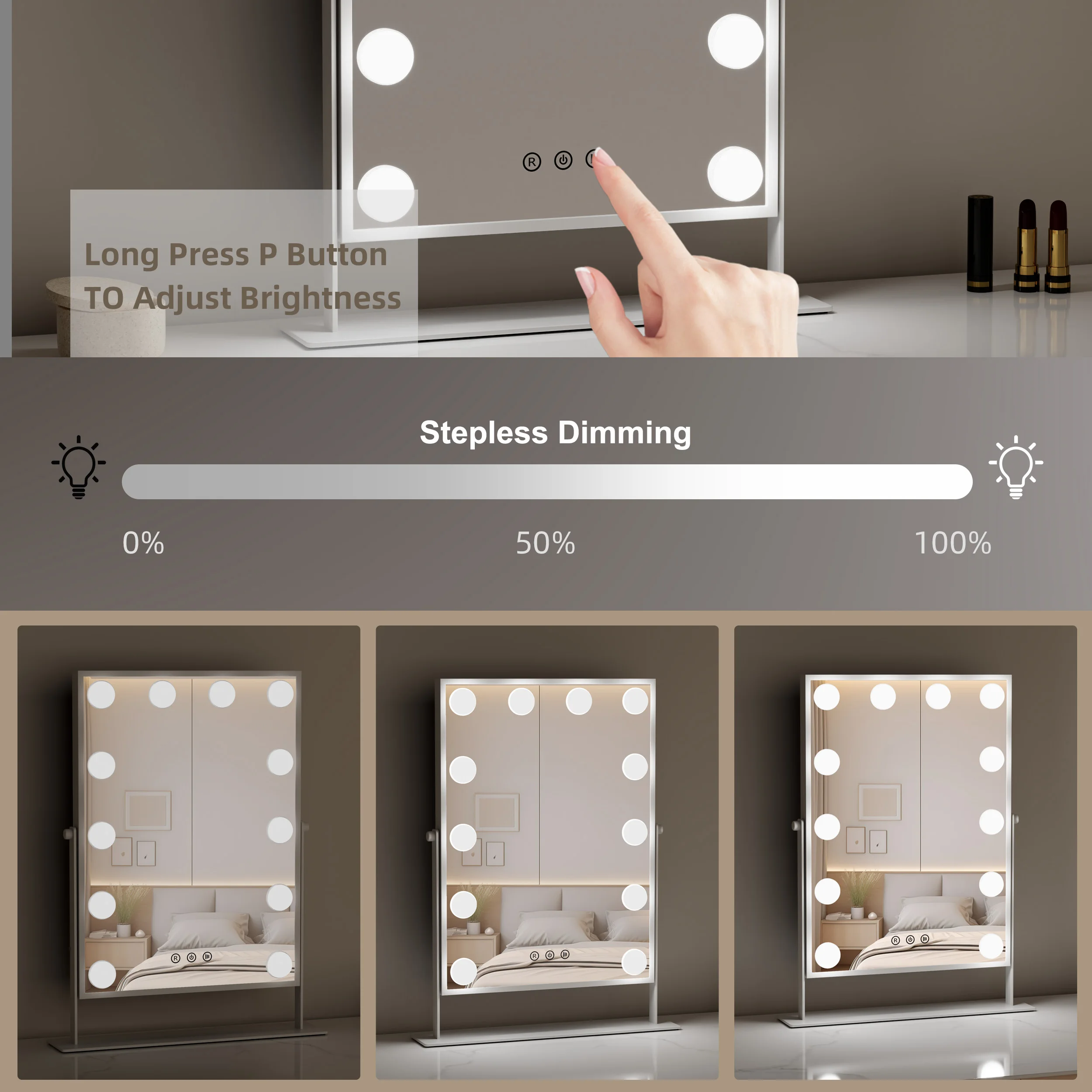 Hollywood Style Illuminated  Adjust Brightness Bulbs Cosmetic Make Up Makeup Mirror With Led Light Hollywood Vanity Mirror