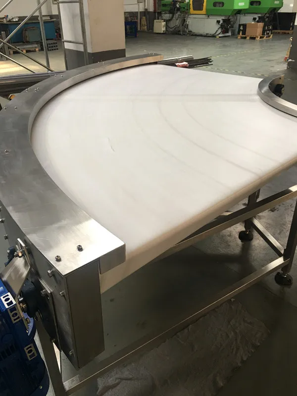 90 degree curved belt conveyor for small cakes