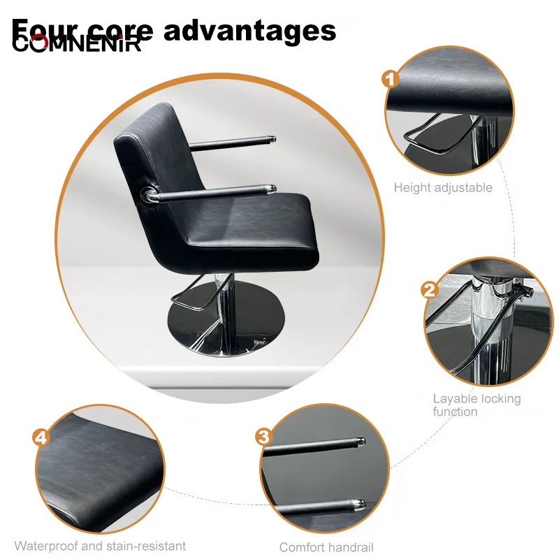 Wholesale Stainless Steel Salon Hair Chair Simple Adjustable Design for Barbershop & Beauty Salon Metal Construction