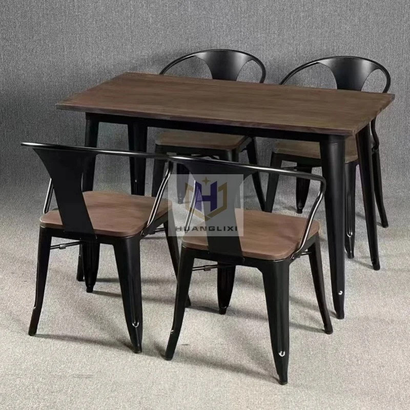 Commercial Industrial Metal Dining Set Chaise Restaurant Furniture Dining room Table and Chair Cafe Sets