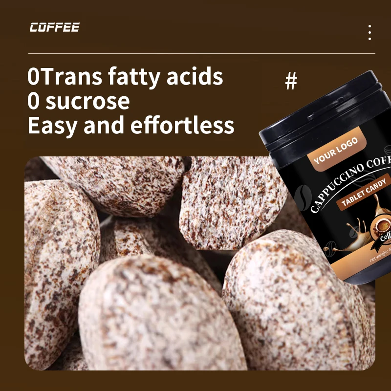 OEM/RTS Classic Cappuccino Coffee Bean Flavored Tablet Candy Loose Hard Candy with Classic Coffee Taste for Adults