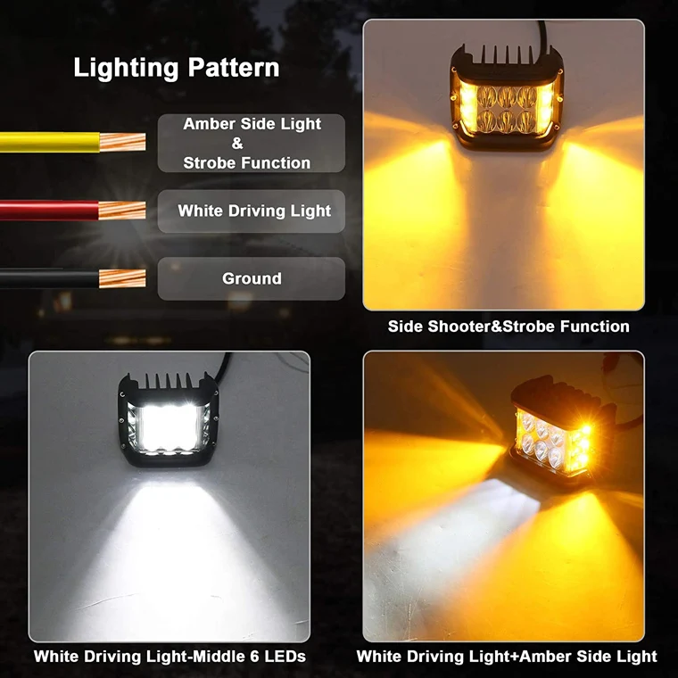 4 дюйма 45 Вт светодиодный свет бар стручки 12V 24V Strobe Light желтый противотуманные фары дневные лампа 4х4 внедорожный мотоцикл трактор светодиодные дальнего