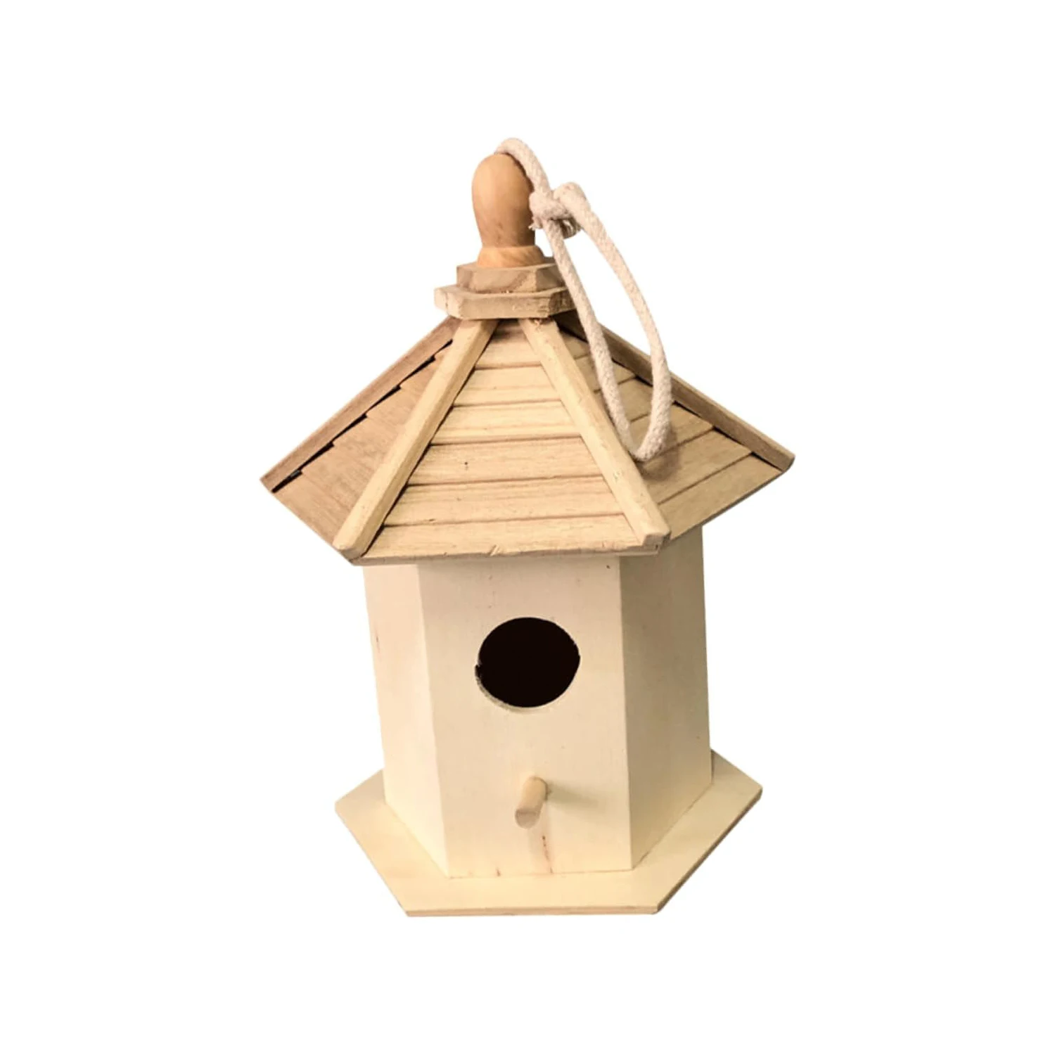 Pet Bird Cage Wood Bird Cage Wooden Bird House Small Parrot Pendant Ornaments Swing Bed Conical Bamboo