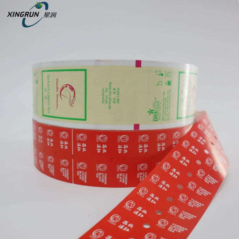Custom Hot Sealed Coated Paper Tea Bag Nylon Triangle Teabag Tags Label Roll for IMA C21 Tea Bag Packing Machinery