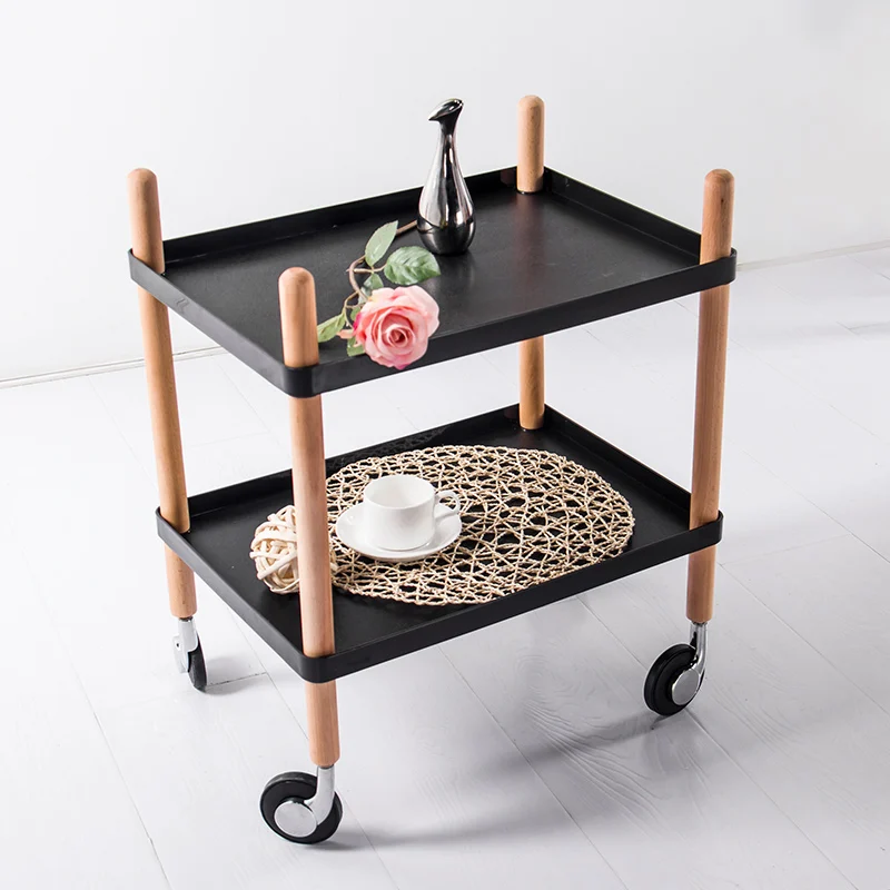 Wholesale Factory Furniture Modern Moving Service Wood Frame Plastic 2 3 Tier Kitchen Trolley with Wheels