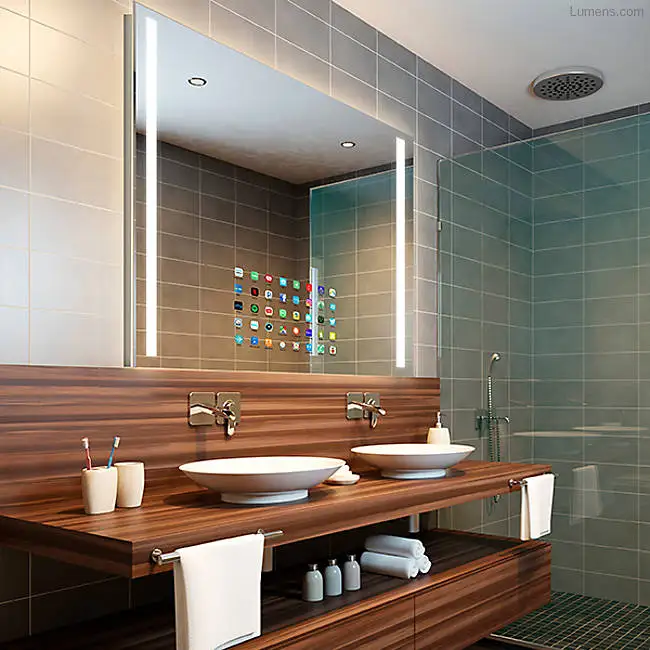 Smart TV Mirror 2021 Hot Selling Hotel Bathroom Mirror Light  with Touch Screen Smart Mirror Light