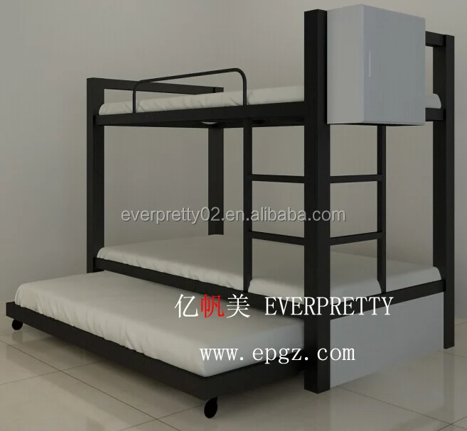Прочные трехъярусные кровати в стиле милитари, двухъярусная железная кровать
