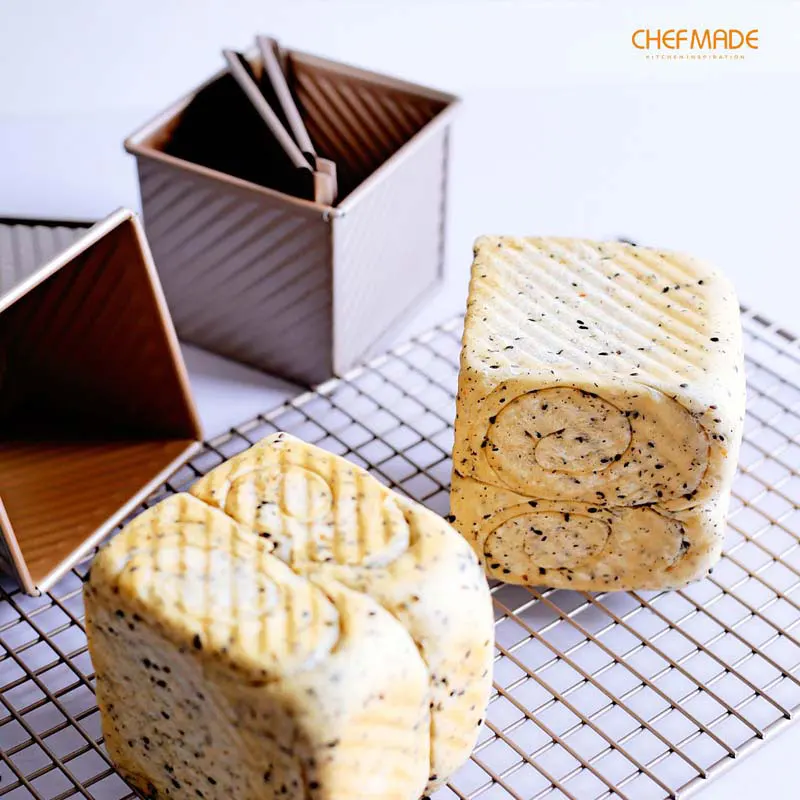 New Durable Non-stick Corrugated Cube Mould Square Mini Loaf Baking Pan with Cover