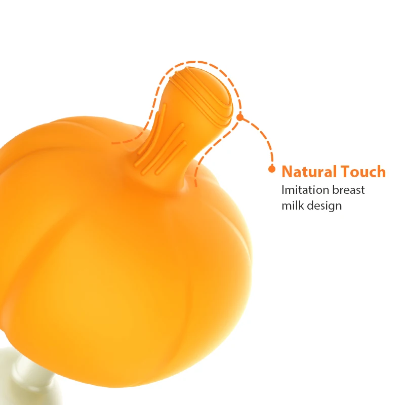 wholesale organic mushroom packaging molar pumpkin fruit funny vegetable 100% bpa free food grade toys silicone baby