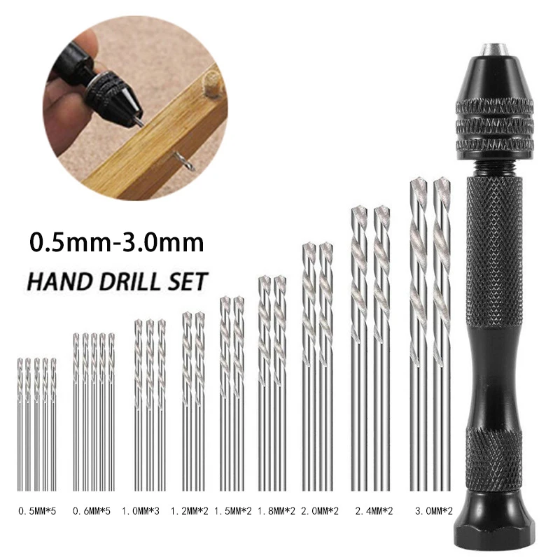 Aluminium Alloy Mini Micro Hand Drill 0.3-3.2mm keyless Chuck Drill Bits For Wood Plastic Rubber To Drilling Hole