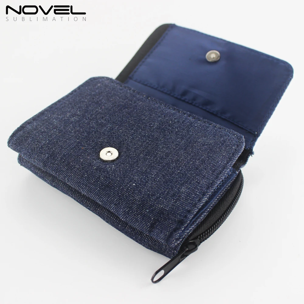 Sublimation Blank Denim Purse Jean Blue Zipper Wallet
