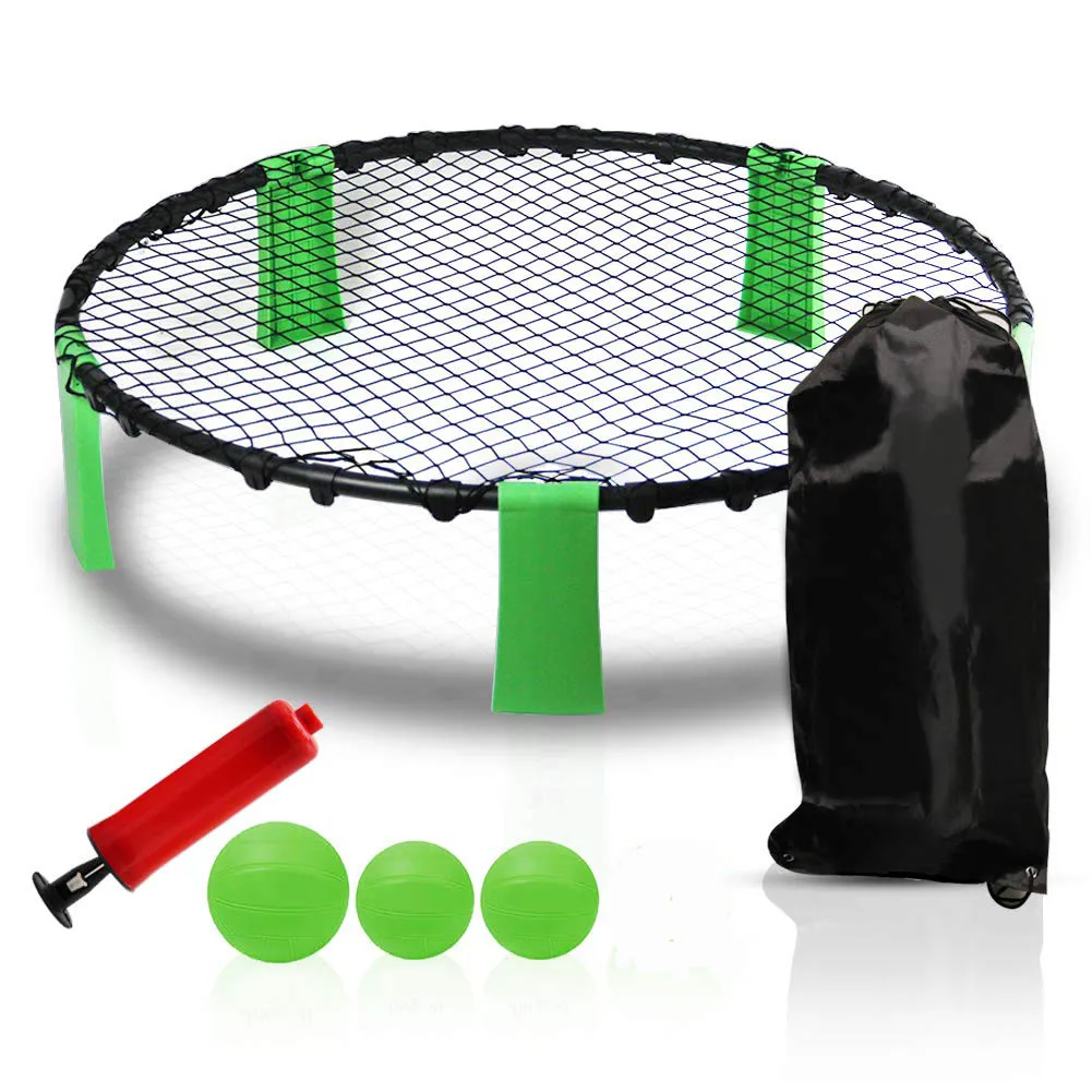 Ningbo Royal top quality ABS Portable outdoor multiplayer Spike ball and beach ball set Beach Volleyball with three balls