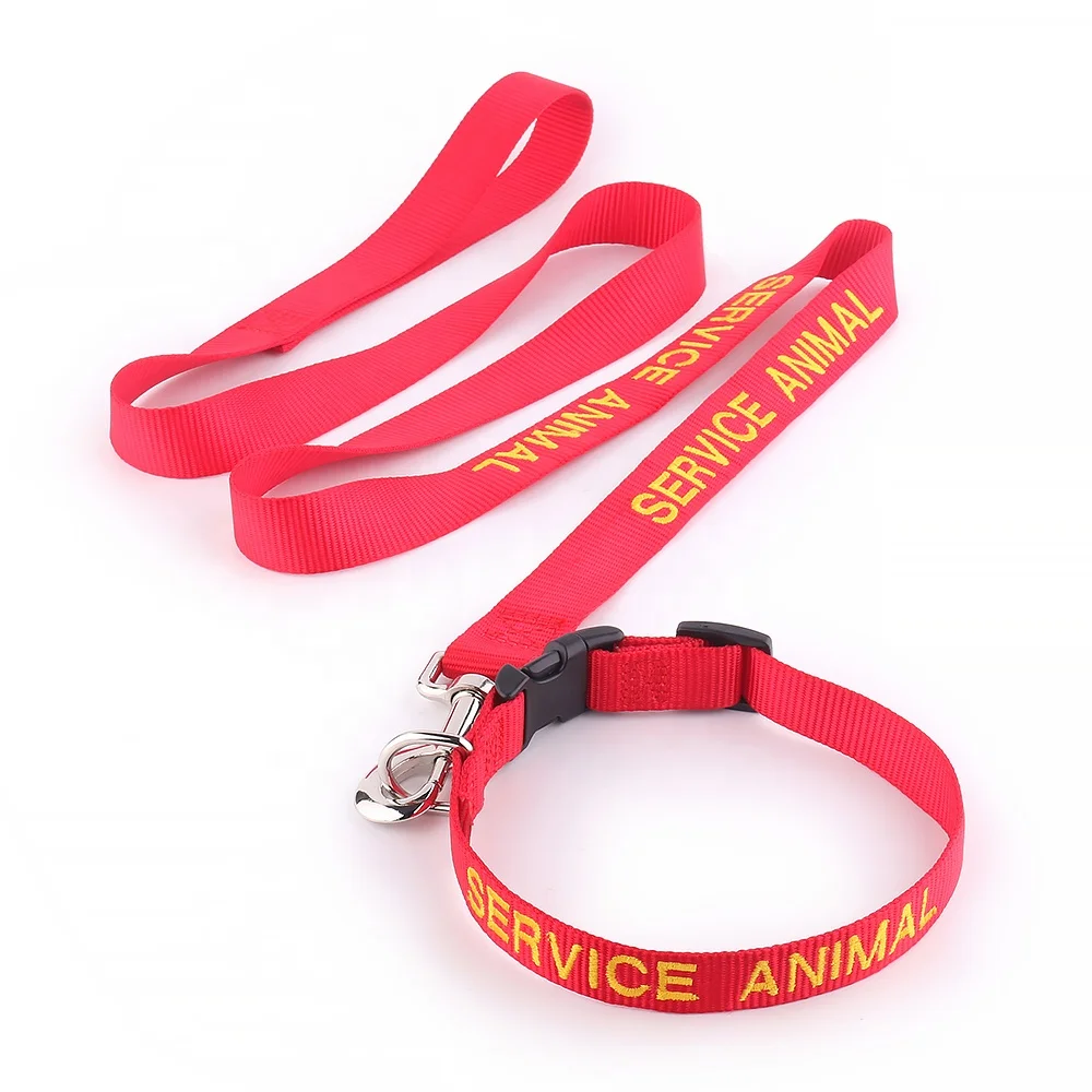 Personalized Embroidered Emotional Support Animal Service Dog Collar Leash Lead with Customized Embroidery Logo Name Pho Number