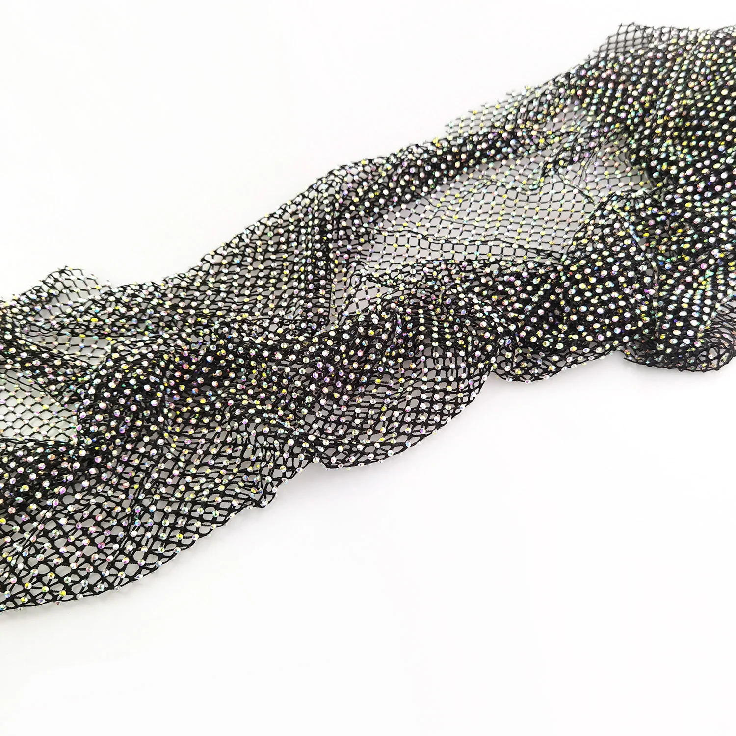 In stock sale luxury beaded lace fabric crystal rhinestone fabric by the yard