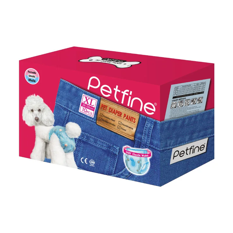 Petfine Denim Pattern High Absorbency Urinary Incontinence Dog Diapers Neuter For English Mastiff