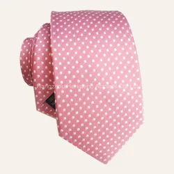 Плетеный галстук в горошек розового цвета из 100% шелка-MOQ 50 шт.