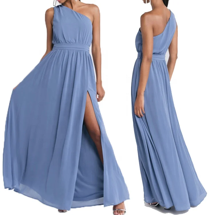 Новинка 2022, модный дизайн, элегантные длинные платья для выпускного вечера и свадьбы, шифоновые платья с разрезом сгоревшего оранжевого цвета на одно плечо для подружки невесты