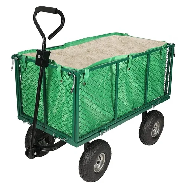1200LB Mesh Steel Wagon Cart Heavy Duty Heighten Garden Utility Wagon with Removable Sides Mesh Steel Wagon Cart
