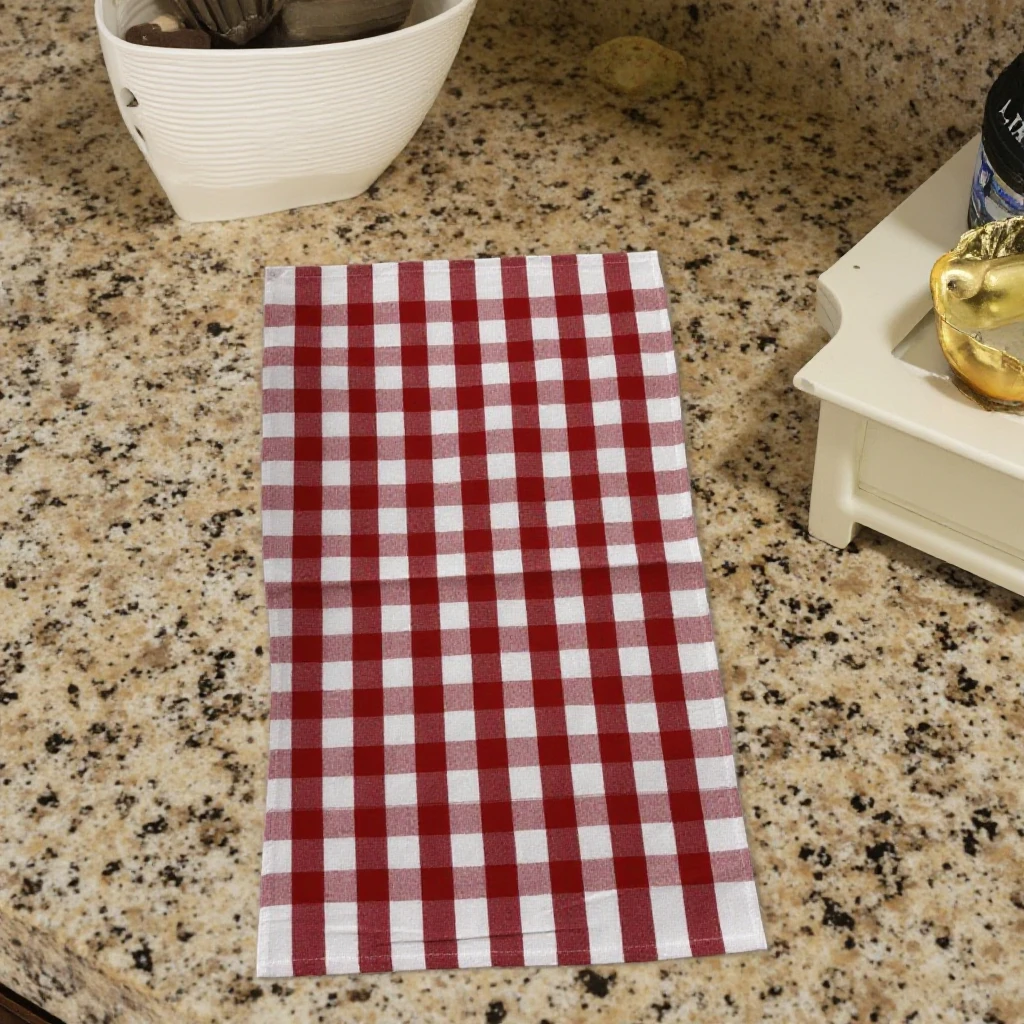 100% Pure Cotton Checkerboard Tea Towel Customizable Printing Design and Size for Kitchen  or CleanTowel