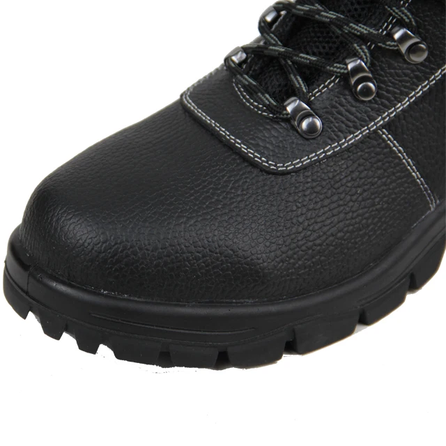 Black cow split embossed leather  high cut work casual anti-smash anti-puncture anti-static safety shoes