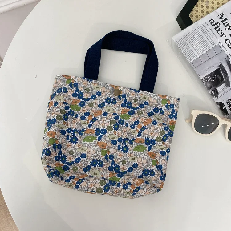 Women Floral Handbag Bag Small Cotton Canvas Lunch Bag Casual Storage Tote Female Eco Vintage Portable Shopping Bags