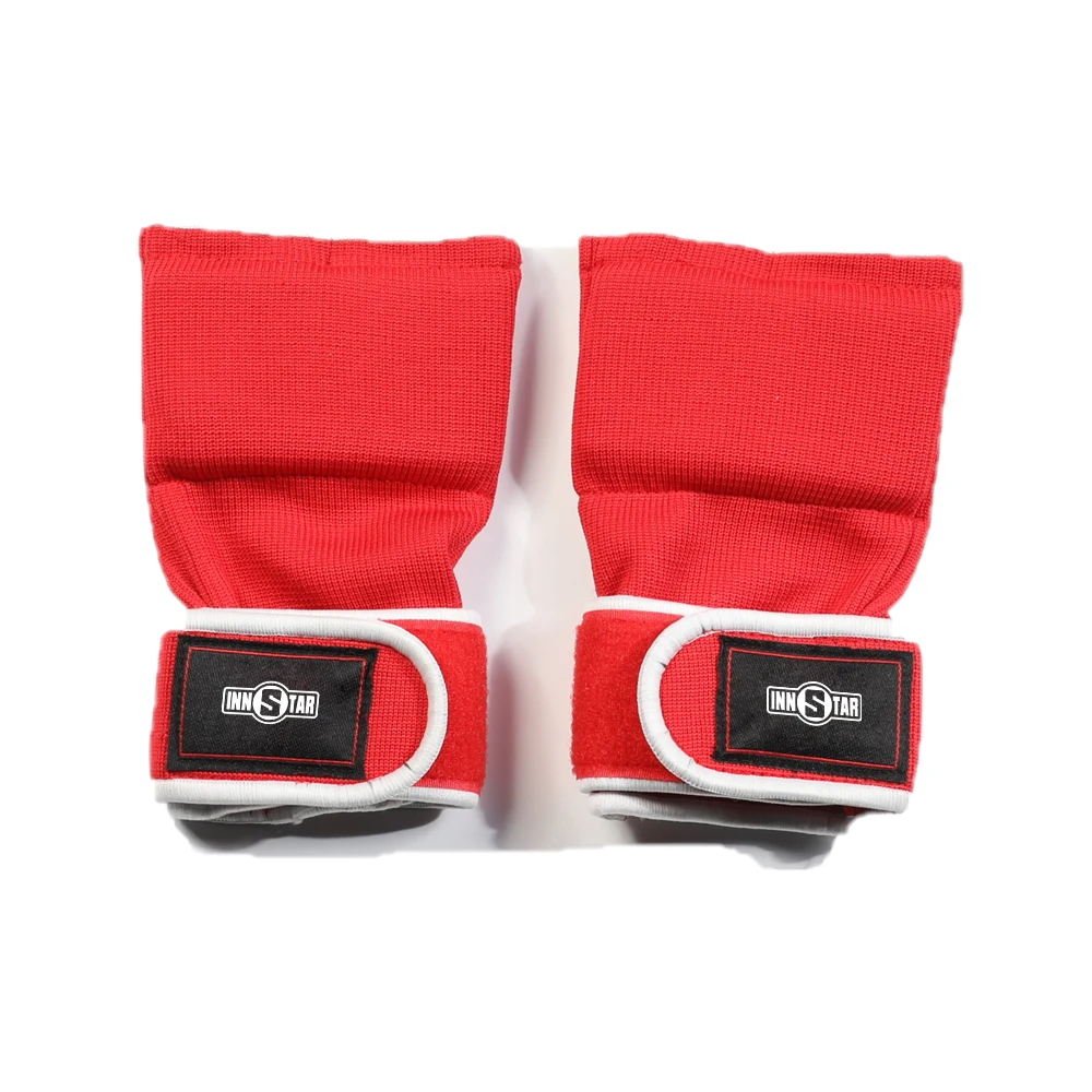 INNSTAR Red Personalized Boxing Padded Inner Gel Gloves With Long Strap For Boxing MMA