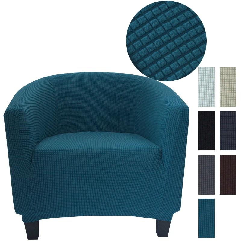 Textured Velvet Removable Tub Round Barrel Chair Covers With  Elastic Bottom Sofa Furniture Protector Covers for Tub Chairs