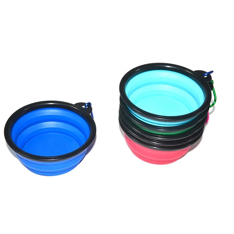 wholesale foldable collapsible Travel Camping Hiking Walking Dog Dish Bowl Collapsible Dog Bowl Pet Bowl with Carabiner Clip