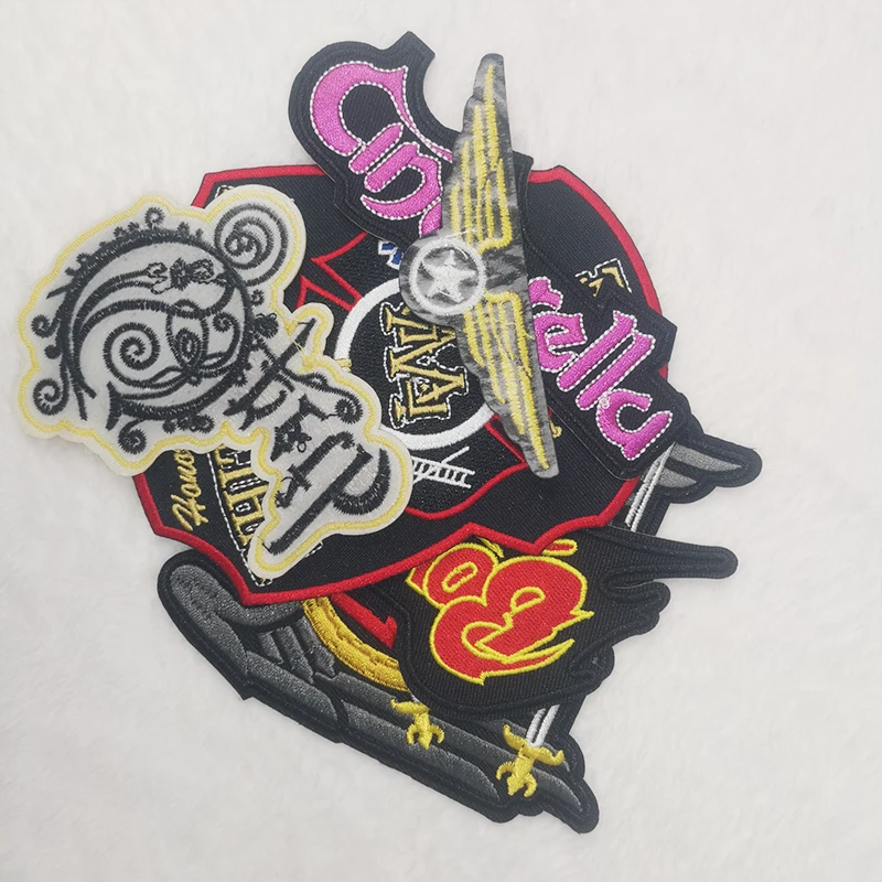 Customized cool designer  logo ironing and pressing on embroidery badges patches for jackets patch